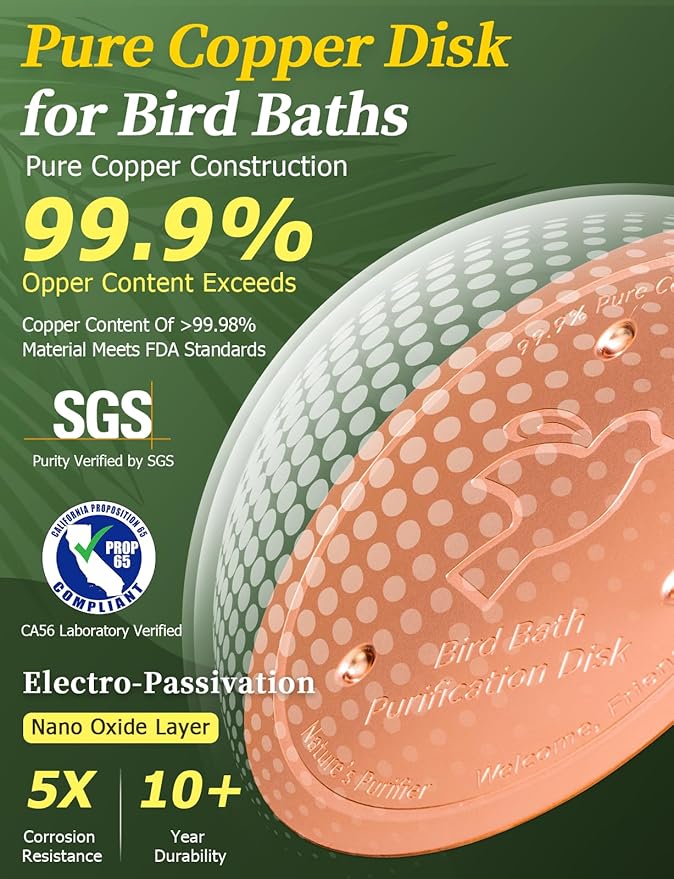 Mellbree 3-Pack Bird Bath Copper Disk, 0.6mm Reinforced 99.99% Pure Copper - Image 4