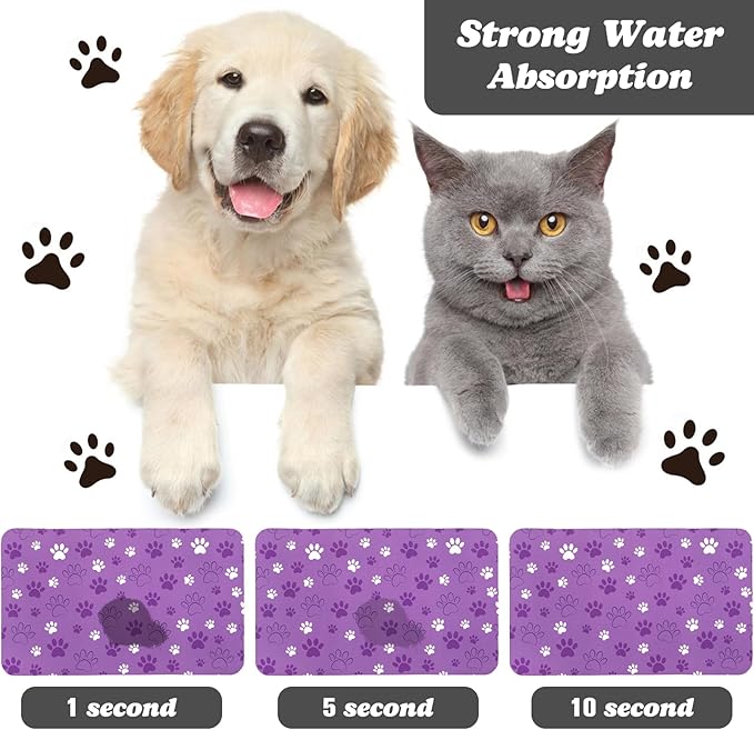 Dog Food Mat, Absorbent Water Bowl Mats Cat Pet Feeding Placemats 16 * 24 inch - Image 2