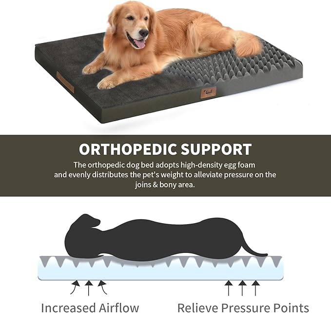 Comfort Dog Bed for Small Dogs & Cats, Waterproof Dog Crate Mat Orthopedic Egg - Image 5