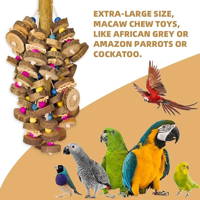 Extra Large Bird Parrot Toys- 19.7 inch Multicolored Natural Wooden Block - Image 6