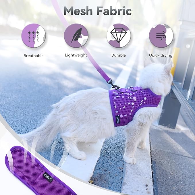 Cat Harness and Leash for Walking Escape Proof Breathable Mesh Fabric, - Image 4