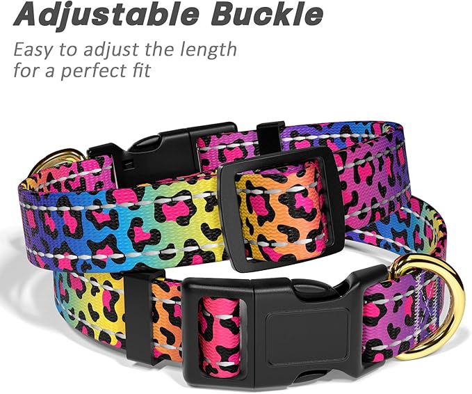 Reflective Dog Collar for Large Dogs, Cute Leopard Style Adjustable Heavy-Duty - Image 6