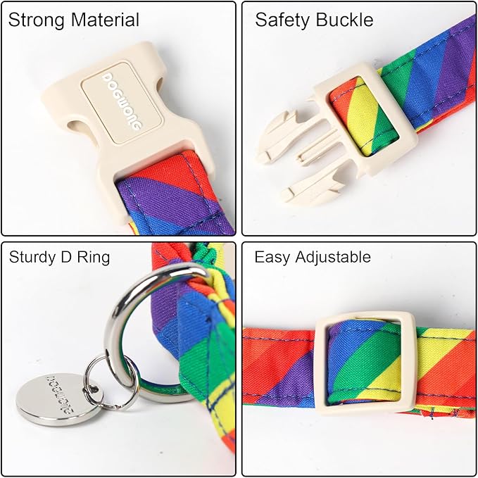 DOGWONG Rainbow Dog Collar, Soft Natural Fabric, Cute LGBTQ Puppy Necklace - Image 3