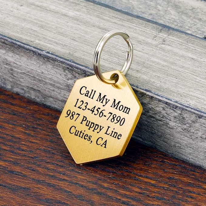 Ultra Joys Custom Personalized Hexagon Dog ID Tag - Image 3