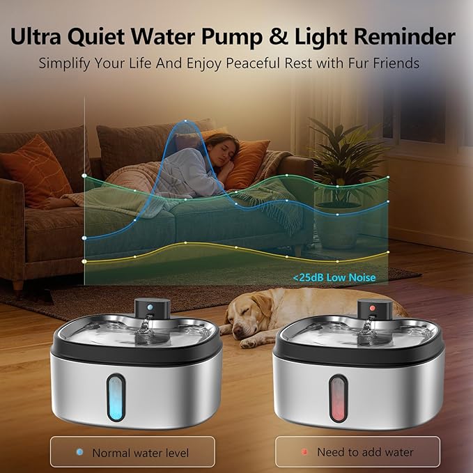 Wireless Cat/Dog Water Fountain 7L/236oz/1.8Gal, DRLWXYSJ Stainless Steel - Image 4