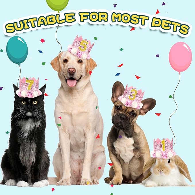 Pet Crown Dog Birthday Hat Reusable Birthday Party Crown Girl Cat Doggie - Image 5