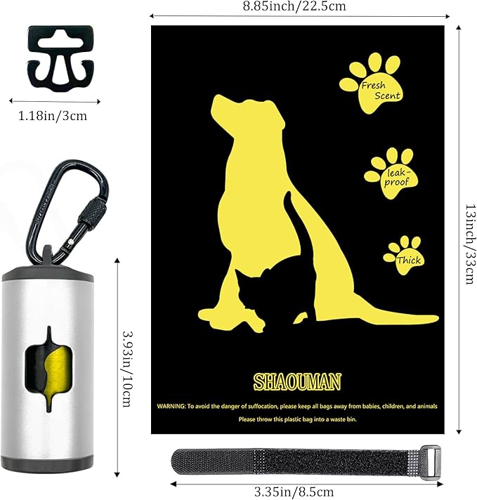 Metal Dog Poop Bag Holder w/Leash Clip|Durable Scratch-Resistant Aluminum|15 - Image 4