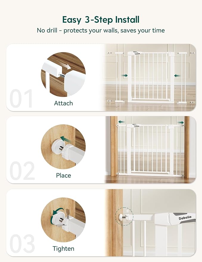 BABELIO 36" Tall Dog Gate PressGuard C5, 26-40" Wide Auto Close Baby Gate - Image 5