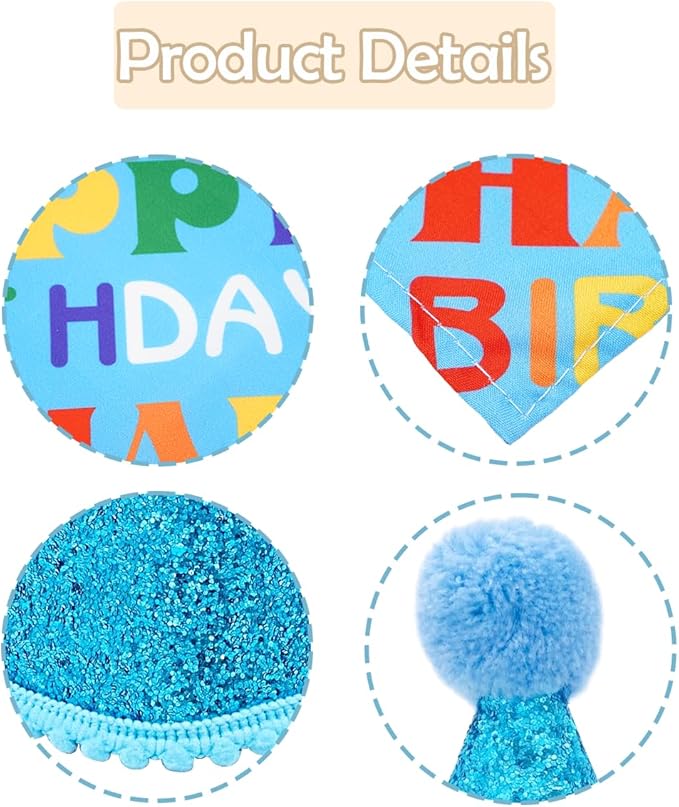 PET SHOW 3Pcs Blue Small Dog Birthday Bandana Set - Image 3