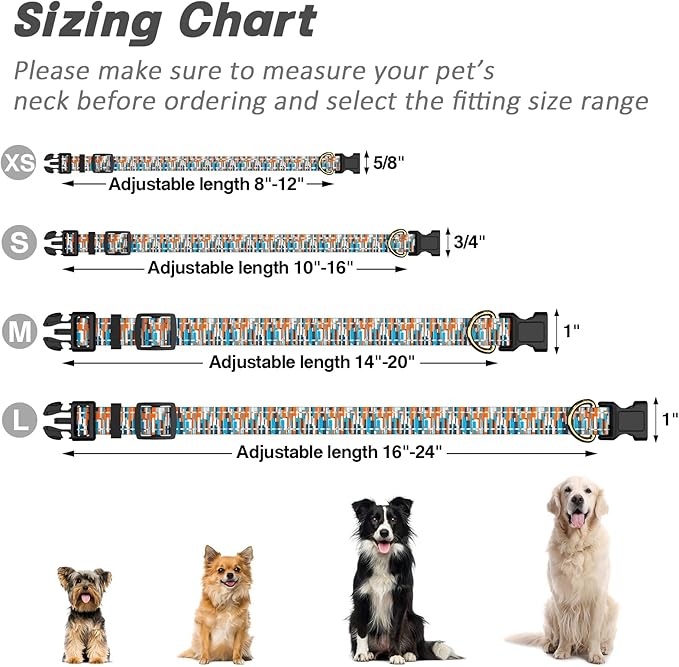 Reflective Dog Collar for Large Dogs, Cute Boho Adjustable Heavy-Duty Nylon - Image 7
