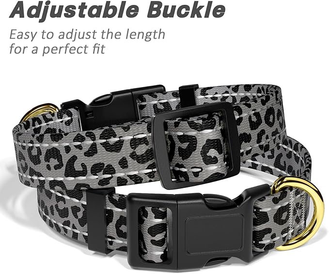 Reflective Dog Collar for Small Dogs Cats, Cute Leopard Style Adjustable - Image 6