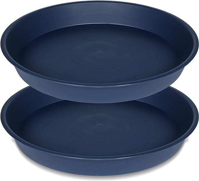 2 Pack of 10 inch Plant Saucer Gray, Heavy Duty Plastic Plant Saucer 10 inch by Bleuhome