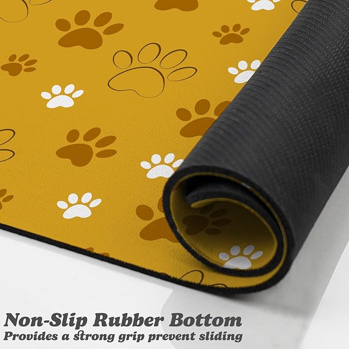 Dog Food Mat, Absorbent Water Bowl Mats Cat Pet Feeding Placemats Yellow 12 * - Image 3