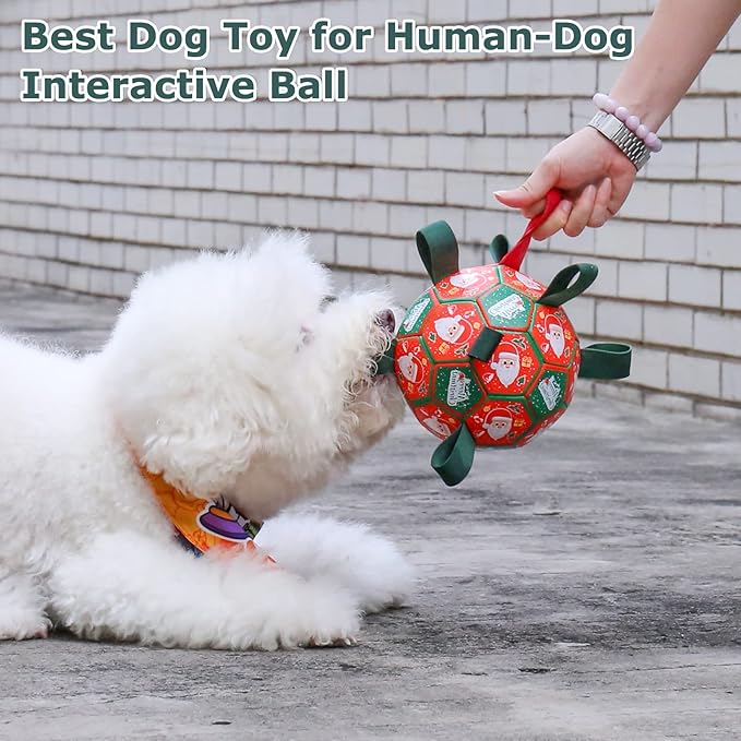 QDAN Christmas Dog Toys: Soccer Ball - Image 4