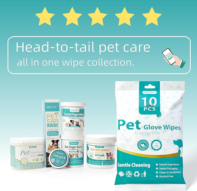 Ear Cleaner Finger Wipes 60 Counts, Dog Ear Cleaner, Soft & Easy Otic Cleaning - Image 8