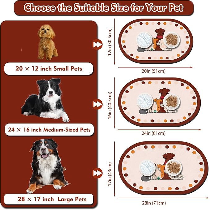 Dog Food Mat 20''x12'', Small Pet Feeding Mat, Non-Slip Rubber Pet Food Mat - Image 3