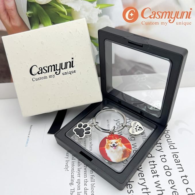 Custom Pet Keychain with Picture Personalized Dog Photo Keychain Pet Lover Gift - Image 6