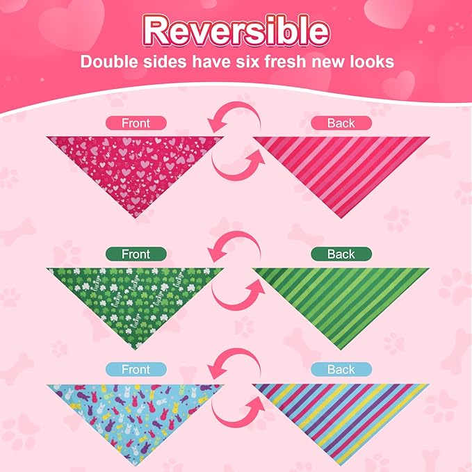 Valentines Dog Bandana St Patricks Day and Easter Dog Bandana Large 3PCS - Image 7