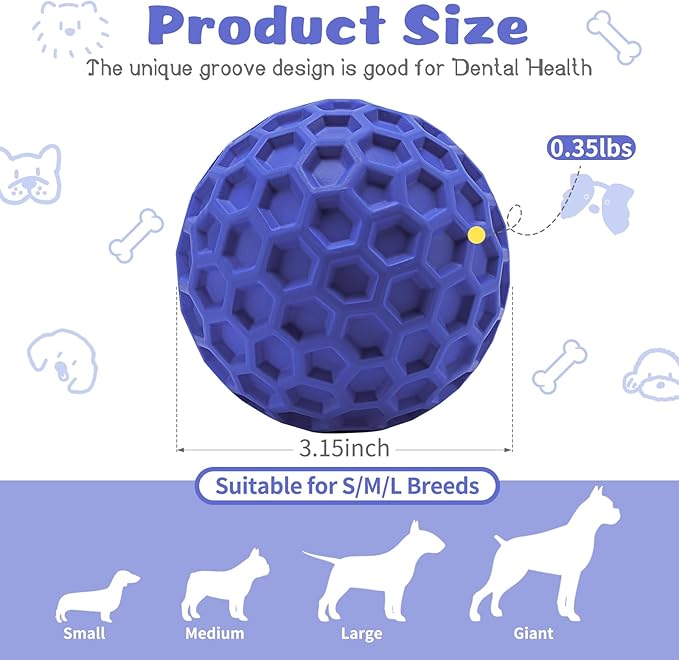 HIPPIH Indestructible Squeaky Dog Toys, Interactive Dog Balls 2 Pack, Chew Toys - Image 2