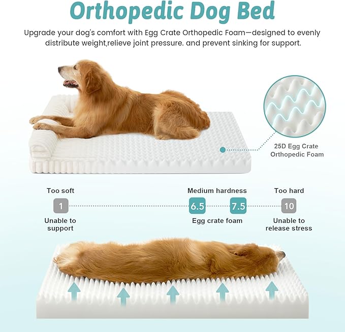 Cute Dog Bed for Extra Large Dogs, Faux Rabbit Fur Orthopedic Foam Dog Bed - Image 4