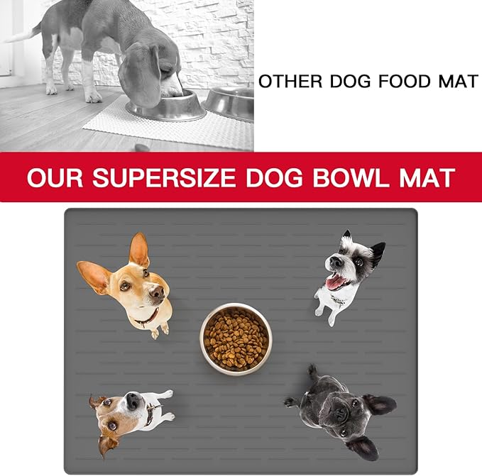 32" x 24" Large Pet Food Mat, Silicone Dog Mats - Image 7