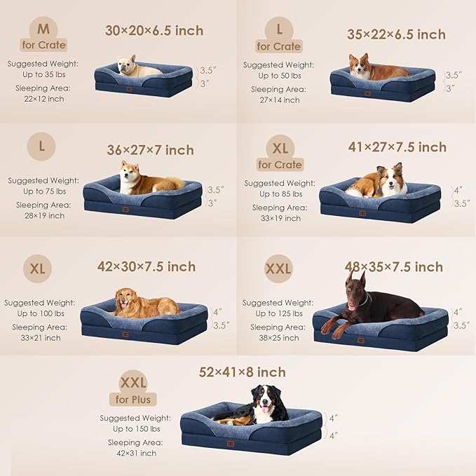 EHEYCIGA Orthopedic Dog Bed for Medium Dog, Waterproof Liner & Washable - Image 5