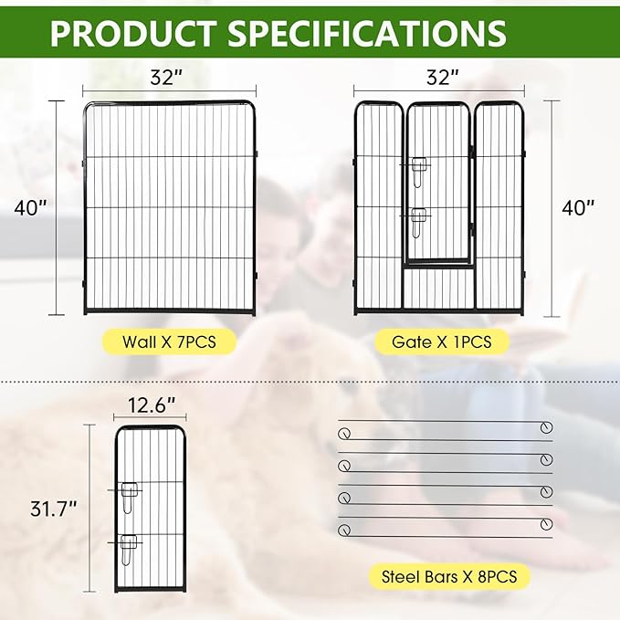 BestPet | Dog Playpen | 40 Inch, 8 Panels | Heavy Duty Metal Pet Exercise Pen | - Image 7