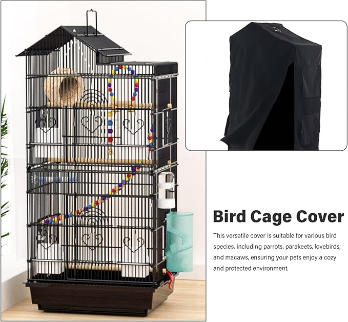 Bird Cage Cover Foldable Waterproof Black Bird Cage Cover Windproof Washable - Image 5