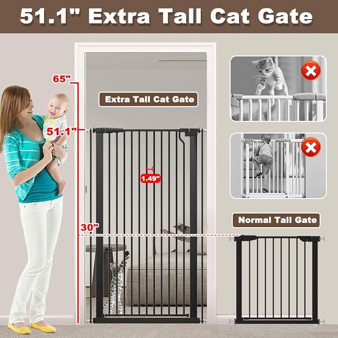 Fairy Baby 51.18" Extra Tall Cat Gate - Image 3