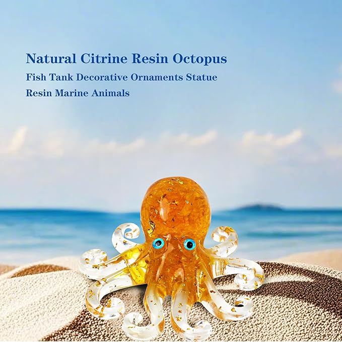 Natural Crystal Gravel Octopus Resin Marine Animals Fish Tank Decorative - Image 7