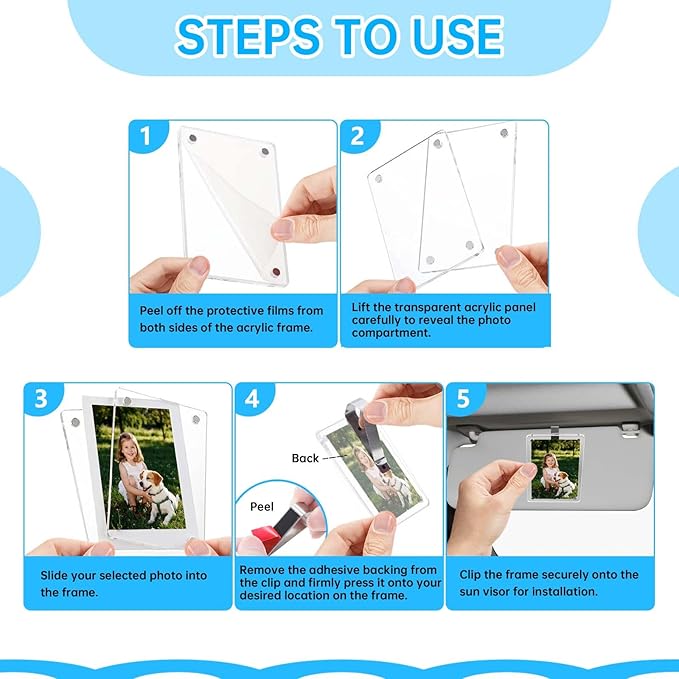 6 Pack Magnetic Car Visor Photo Holder – Personalized Acrylic Clip - Image 7