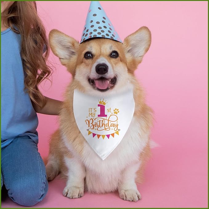 It's My 1st Birthday Dog Bandana Happy 1st Birthday Pet Triangle Scarf - Image 6