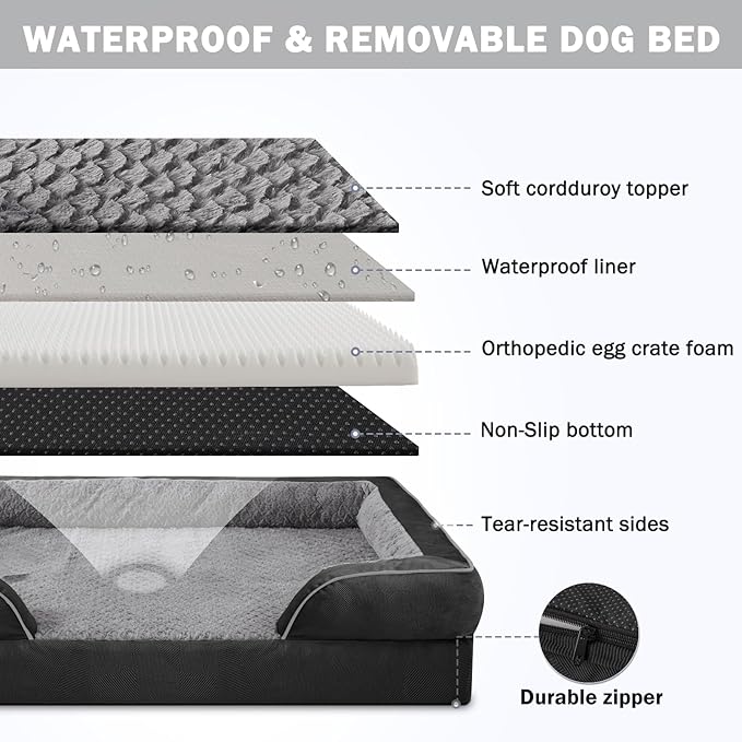 INVENHO Orthopedic Dog Beds Large Sized, XL Egg-Crate Foam Dog Couch - Image 4