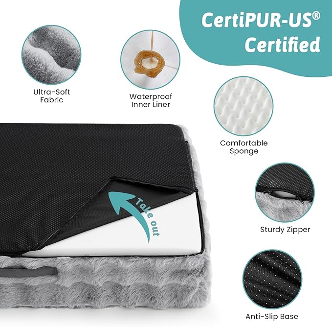 Faux Fur Orthopedic Dog Bed, Extra Large Dog Bed, Supportive Foam Pet Sofa - Image 5