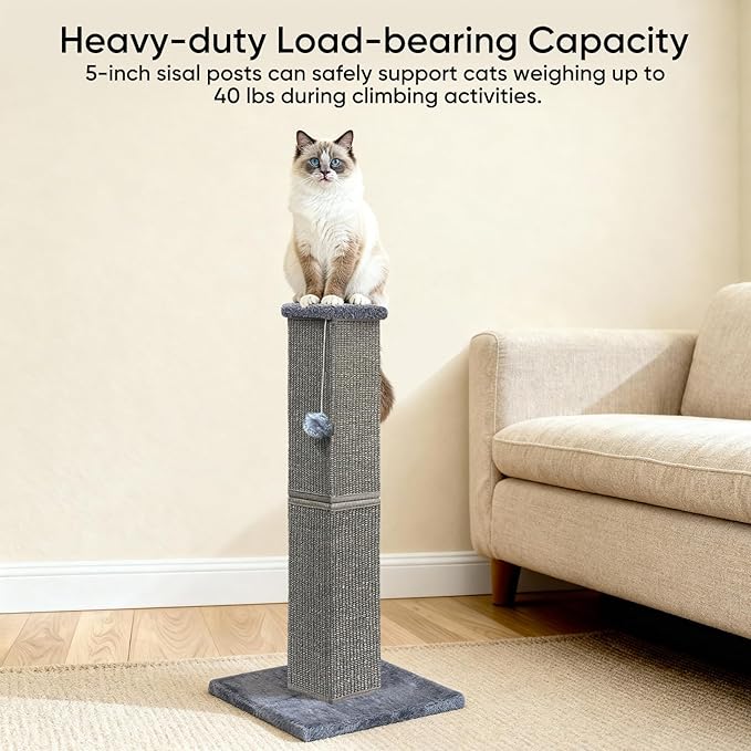Cat Scratching Post 32 Inch for Indoor Large Cats and Kitten, Nature Sisal Tall - Image 5