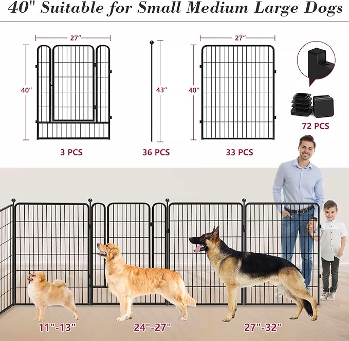 Dog Playpen 40 inch 36 Panels Indoor Outdoor Dog Pen - Image 2