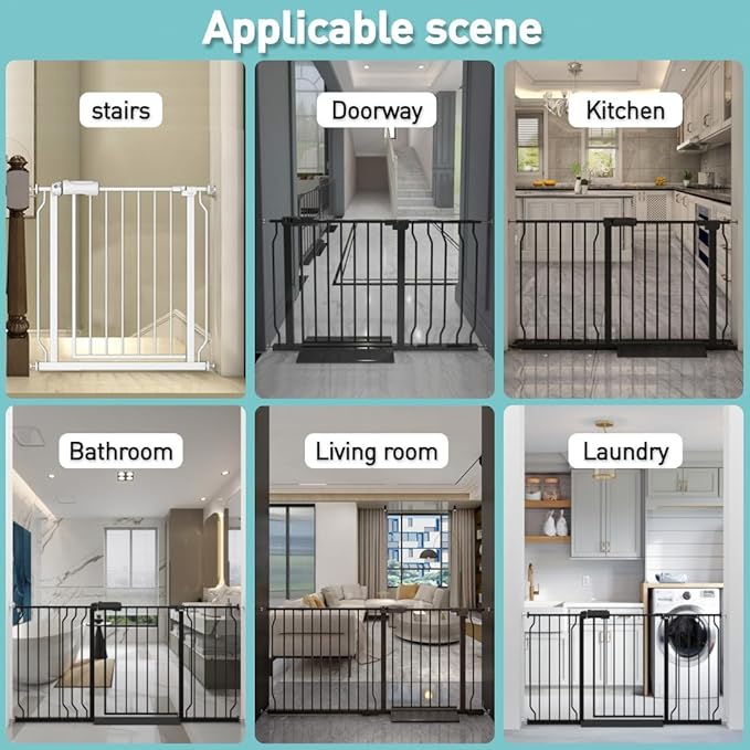 WAOWAO Baby Gate 62.19-66.88" Extra Wide Pressure Mounted Walk Through Swing - Image 5