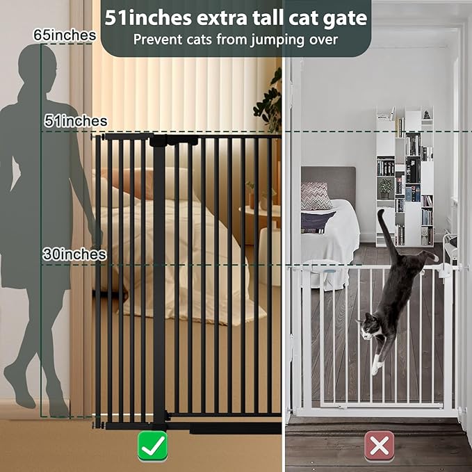 51'' Extra Tall Cat Gate 30-49.2'' Wide - Image 3
