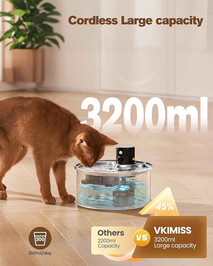 Wireless Cat Water Fountain Cordless: Battery Operated Cat Fountain - - Image 4
