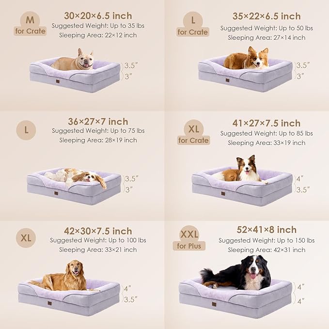 EHEYCIGA Orthopedic Dog Bed for Large Sized Dog, Waterproof Liner & Washable - Image 5