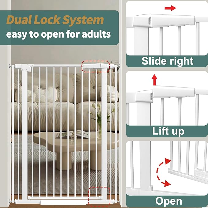 40.55" Tall, 69.48-77.36 Inch Wide, 1.37" Ultra Narrow Spacing Dog Pet Baby - Image 8