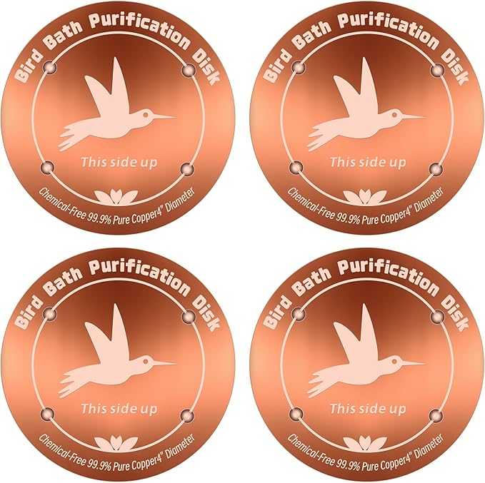 4Pcs Pure Copper Bird Bath Purification Disk, 0.6mm thick, All-Season Safe by CTTZCKJ