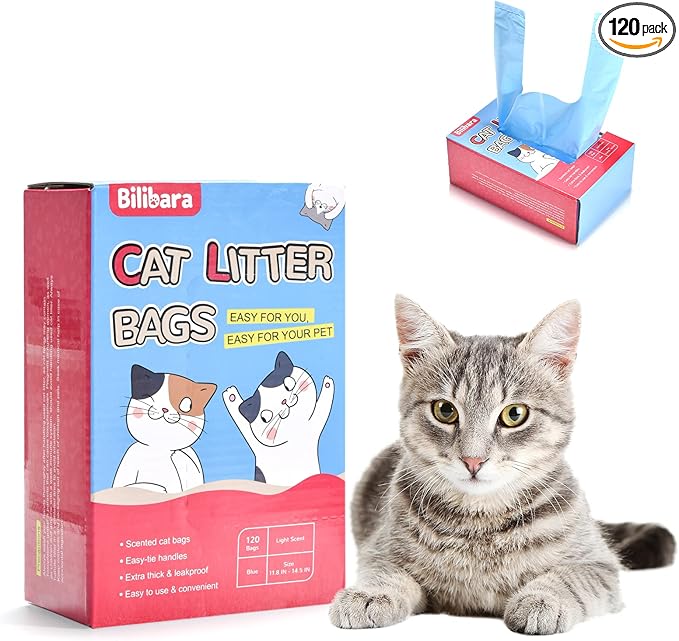 Cat Litter Bags, Ultra Thick, Leak-Proof, Disposable, 15 Liters Capacity by Bilibara