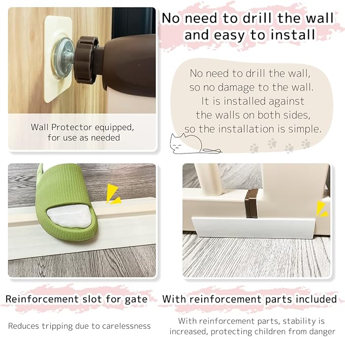 Lumizone Extra Tall Pet Gate 55.12" High Pressure Mounted 34.06"-38.38" Extra - Image 6