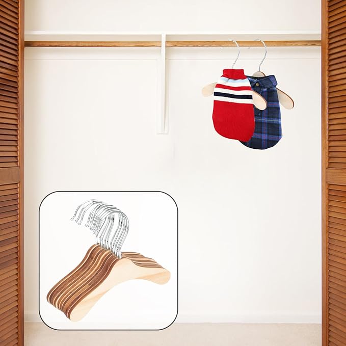 Wooden Pet Clothes Hangers 8.66-inch Small Dog and Cat Hangers Wear-Resistant - Image 3