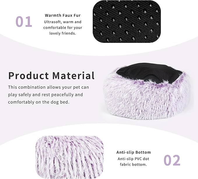 Calming Donut Dogs Beds for Small Dogs Washable, 23inch Plush Round Pet Bed for - Image 5