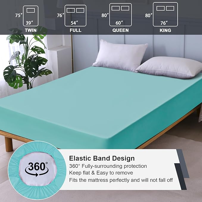 Waterproof Mattress Protector Full, Fitted Sheet Style Breathable Cooling - Image 5