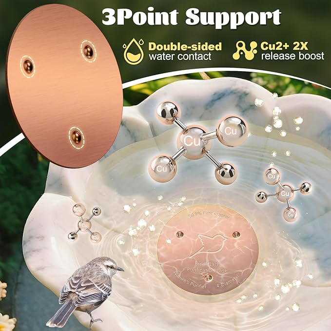 NNG 2 Pack Bird Bath Copper Disk, 1mm Thick Reinforced 99.9% Pure Copper Bird - Image 4