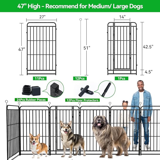 Heavy Duty Dog Playpen: 12 Steel Panels 47" Height, Square Steel Pipe - Image 5