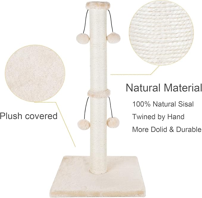 Dimaka 29'' Cat Scratching Post, Natural Sisal Rope Scratch Post - Image 4